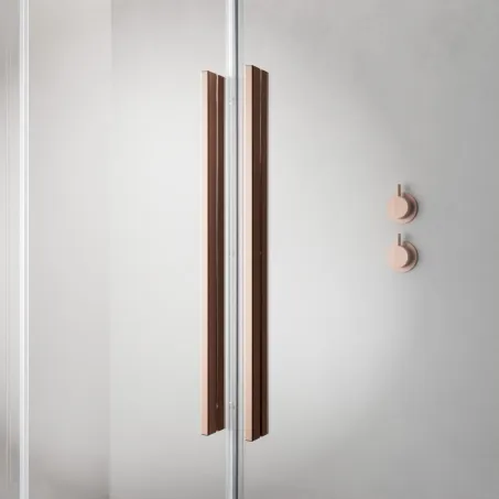 Furo Brushed Copper KDJ szögletes szálcsiszolt réz zuhanykabin 130x80 átlátszó jobbos