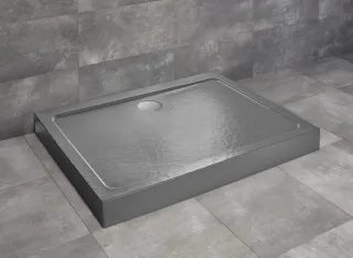 Doros Stone D szögletes antracit zuhanytálca előlappal 100x90 antracit, ajándék szifonnal
