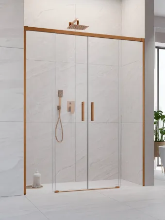 Idea Brushed Copper DWD szálcsiszolt réz zuhanyajtó 160 átlátszó