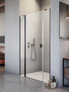 Nes 8 Black DWJS fekete zuhanyajtó 140 átlátszó balos