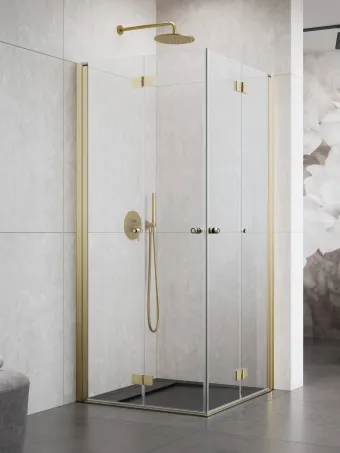 Nes Brushed Gold KDD-B szögletes szálcsiszolt arany zuhanykabin 90x100 átlátszó