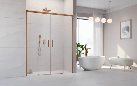 Idea Brushed Copper DWD szálcsiszolt réz zuhanyajtó 160 átlátszó