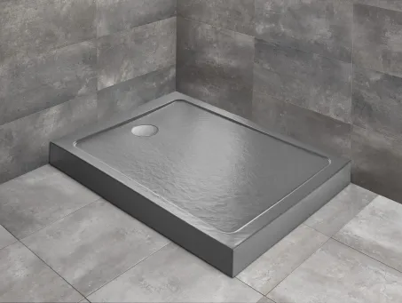 Doros Stone F szögletes antracit zuhanytálca előlappal 120x90 antracit, ajándék szifonnal
