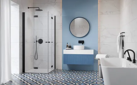 Nes 8 Black KDD-B szögletes fekete zuhanykabin 80x80 átlátszó