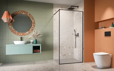 ﻿Modo F II Black Walk-in fekete zuhanyfal 110 átlátszó