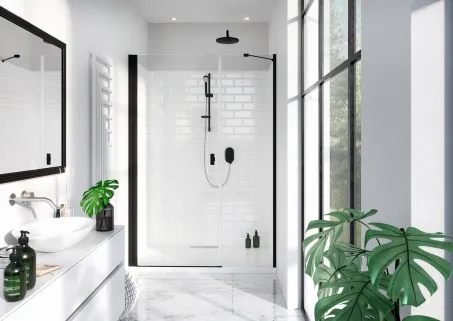 Nes 8 Black DWS fekete zuhanyajtó 100 átlátszó jobbos