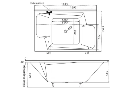 Grande különleges akril kád 190x125