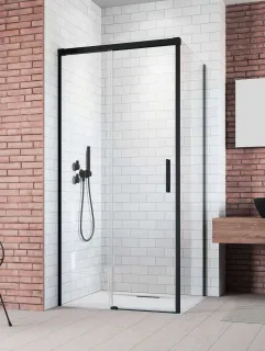 Idea Black KDJ szögletes fekete zuhanykabin 100x70 átlátszó balos