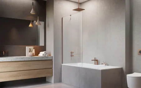 Modo New Brushed Copper PNJ II szálcsiszolt réz kádparaván 70 átlátszó