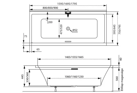Sabina Pro egyenes akril kád 180x80