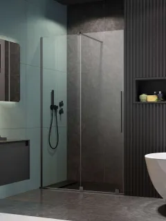 Furo Brushed GunMetal DWJ szálcsiszolt fegyvermetál zuhanyajtó 100 átlátszó balos