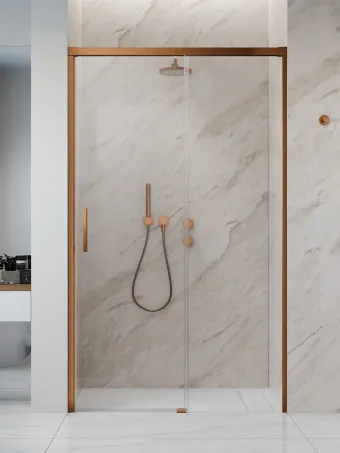 Idea Brushed Copper DWJ szálcsiszolt réz zuhanyajtó 110 átlátszó jobbos