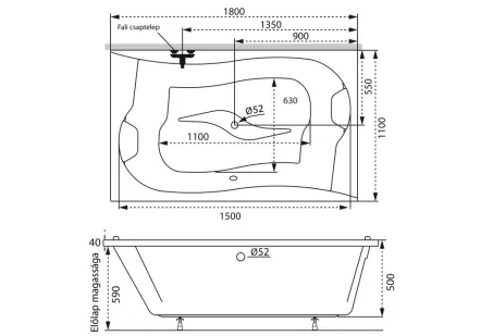 Royal különleges akril kád 180x110