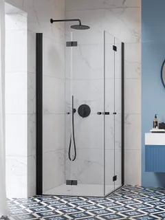 Nes Black KDD-B szögletes fekete zuhanykabin 100x90 átlátszó