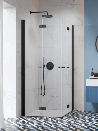 Nes Black KDD-B szögletes fekete zuhanykabin 100x100 átlátszó