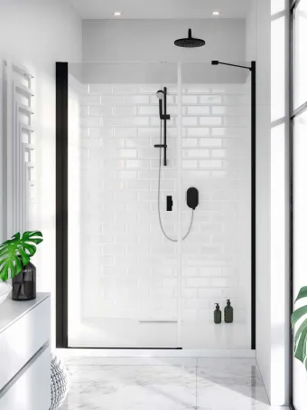 Nes 8 Black DWS fekete zuhanyajtó 120 átlátszó jobbos