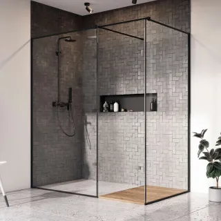 Modo X Black III Frame Walk-in fekete zuhanyfal 90x140 átlátszó