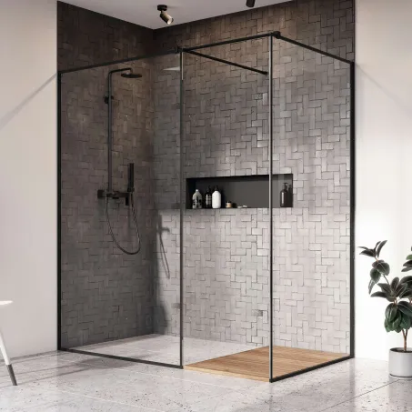 Modo X Black III Frame Walk-in fekete zuhanyfal 90x140 átlátszó