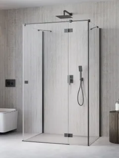 Essenza Brushed GunMetal ﻿KDJ+S ﻿szögletes ﻿szálcsiszolt fegyvermetál zuhanykabin 80x80 átlátszó balos