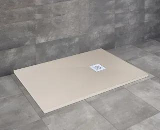 Kios F szögletes lapos beige zuhanytálca 150x80 beige, ajándék szifonnal