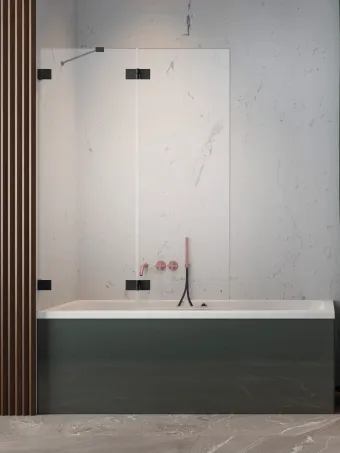 Essenza Pro Black PND II fekete kádparaván 120 átlátszó balos