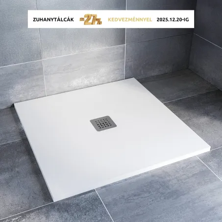 Kios SEw C szögletes lapos zuhanytálca 90x90 fehér, ajándék szifonnal