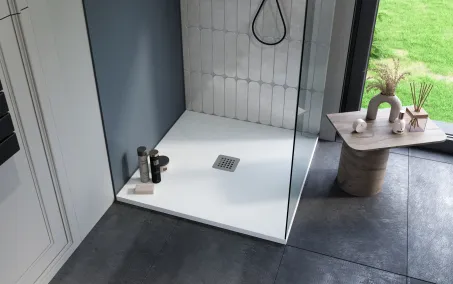 Kios SEw C szögletes lapos zuhanytálca 90x90 fehér, ajándék szifonnal