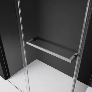 Ajtón lévő szálcsiszolt króm törölközőtartó fogantyúval Furo termékcsaládhoz