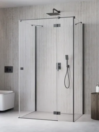 Essenza Brushed GunMetal ﻿KDJ+S ﻿szögletes ﻿szálcsiszolt fegyvermetál zuhanykabin 100x80 átlátszó balos