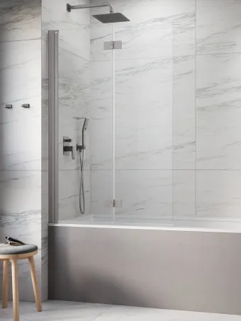 Nes Brushed Nickel PND I szálcsiszolt króm kádparaván 120 átlátszó balos