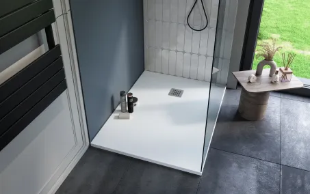 Kios SEw F szögletes lapos zuhanytálca 100x80 fehér, ajándék szifonnal