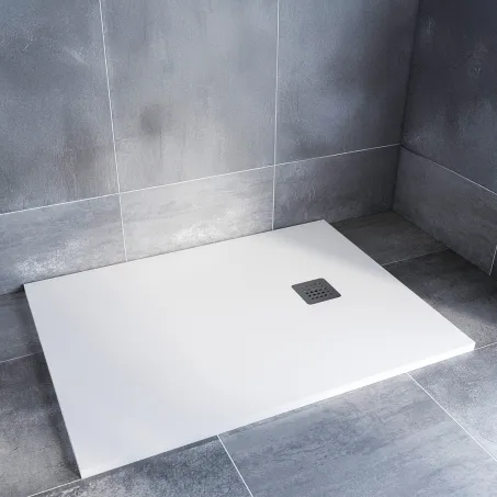 Kios SEw F szögletes lapos zuhanytálca 100x80 fehér, ajándék szifonnal