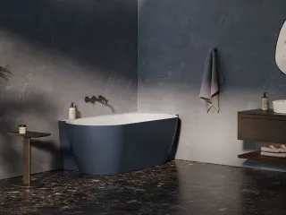 Freedom Corner II Tec 175x86 jobb, akrilkád, Deepsea Blue/fehér, fehér/fekete/króm lefolyó