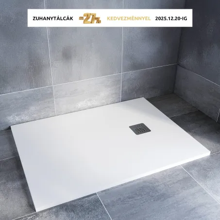 Kios SEw F szögletes lapos zuhanytálca 120x90 fehér, ajándék szifonnal