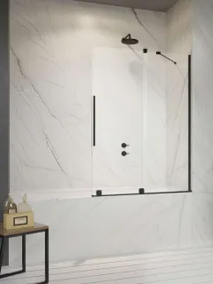 Furo Black PND II fekete kádparaván 130 átlátszó jobbos