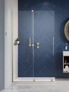 Furo Brushed Gold Walk-in szálcsiszolt arany zuhanyfal 160 jobbos átlátszó