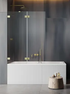 Essenza Pro Brushed Gold PND II szálcsiszolt arany kádparaván 120 átlátszó balos