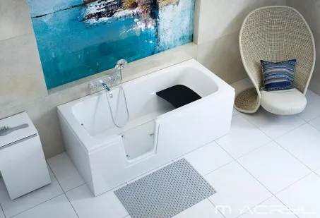 Héra akadálymentesített besétálós akril kád 150x75 jobbos