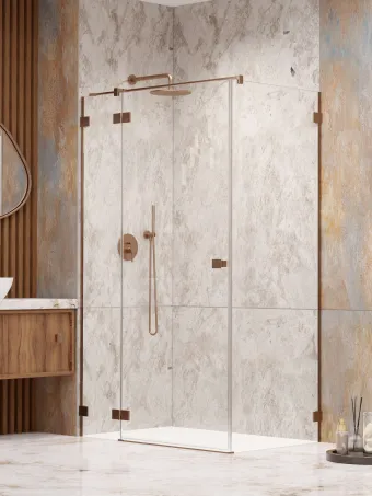 Essenza Pro Brushed Copper KDJ szögletes szálcsiszolt réz zuhanykabin 110x120 átlátszó balos