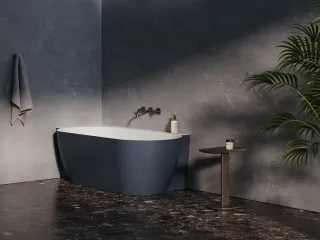 Freedom Corner II Tec 175x86 bal, akrilkád, Deepsea Blue/fehér, fehér/fekete/króm lefolyó