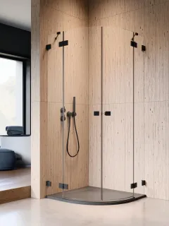 Essenza Pro Black PDD íves fekete zuhanykabin 100x80 átlátszó