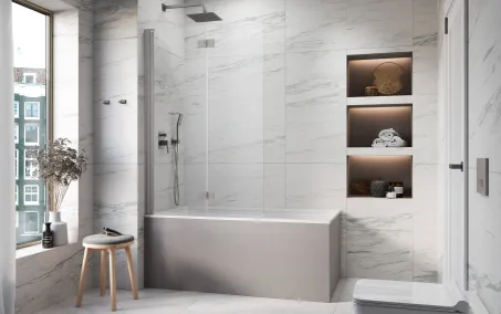 Nes Brushed Nickel PND I szálcsiszolt króm kádparaván 130 átlátszó balos