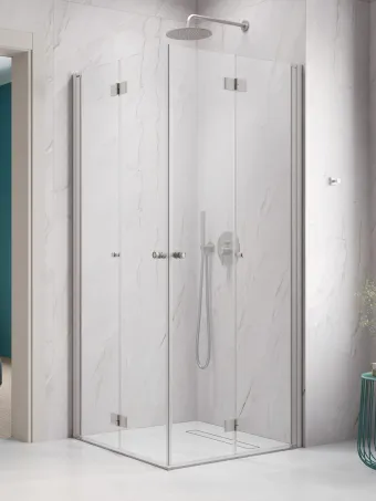 Nes Brushed Nickel KDD-B szögletes szálcsiszolt króm zuhanykabin 80x80 átlátszó