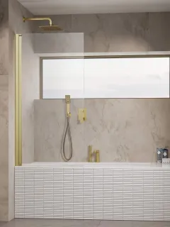 Nes Brushed Gold PNJ I szálcsiszolt arany kádparaván 70 átlátszó balos