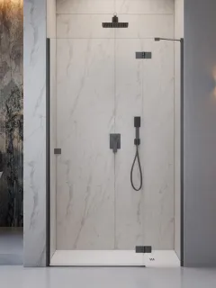 Essenza Brushed GunMetal ﻿DWJ ﻿szálcsiszolt fegyvermetál zuhanyajtó 80 átlátszó jobbos