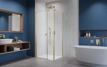 Nes Brushed Gold KDS I szögletes szálcsiszolt arany zuhanykabin 120x80 átlátszó balos