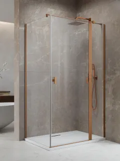 Nes Brushed Copper KDJ II szögletes szálcsiszolt réz zuhanykabin 110x75 átlátszó balos