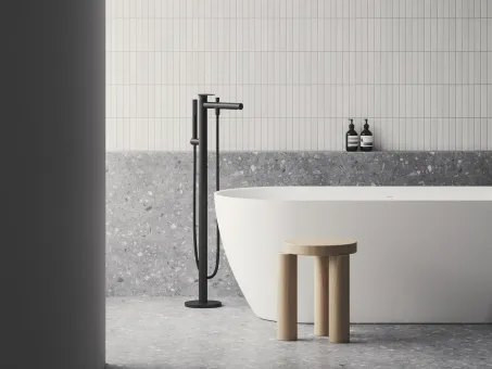 Spring padlón álló kádcsaptelep test nélkül, zuhanyszettel, fekete SG 080.20BLM.RB07A