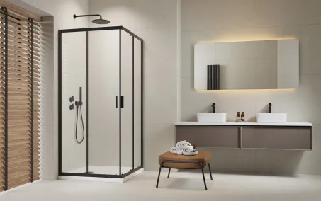 Comfort Black C/D szögletes fekete zuhanykabin 100x80 átlátszó