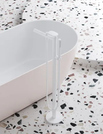 Spring padlón álló kádcsaptelep test nélkül, zuhanyszettel, matt fehér SG 080.10WHM.RB07A